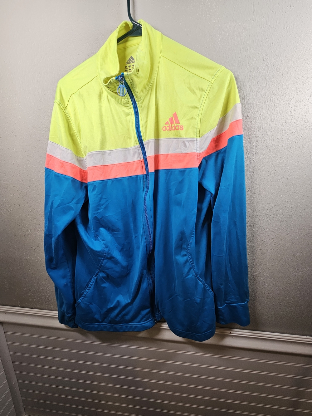 Adidas Womens Colorblock Track Jacket - Neon Yellow & Blue